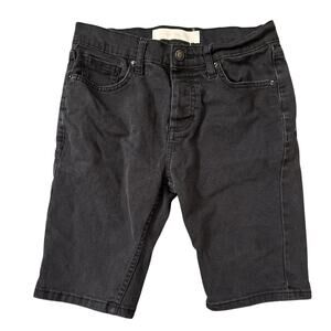 Topman Mens Black Skinny Denim Jean Shorts Buttonfly 8.5” Rise, 10.5” Inseam 28W